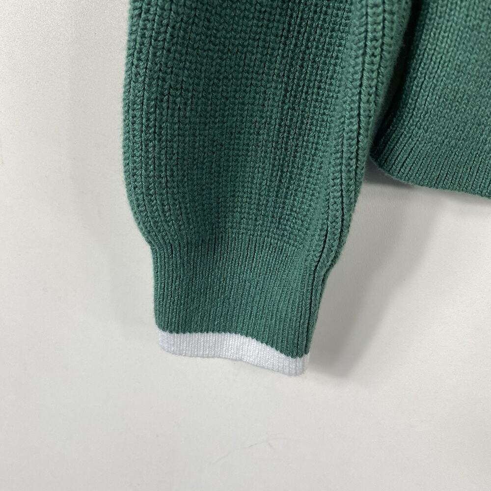 T By Talbots Sweater Medium Green Chevron Coolmax Half-Zip Pullover Cotton Blend - Picture 5 of 8